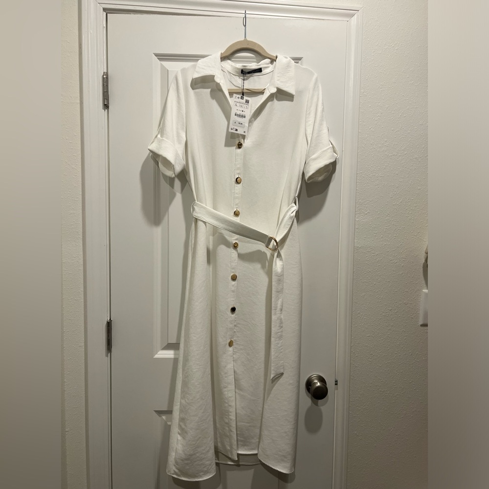 Zara White Midi Dress